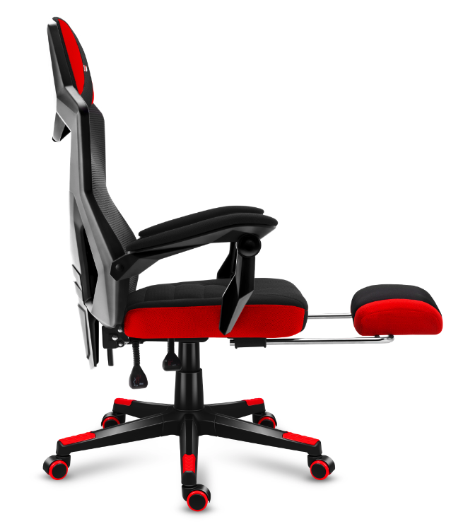 Ergonomické herní červené křeslo s opěrkou nohou COMBAT 3.0