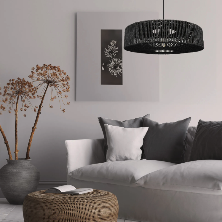 Lampada a sospensione in juta e metallo 60W