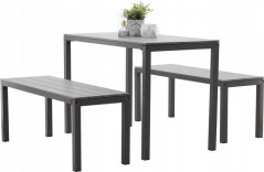 Kerti bútor szürke asztallal + két paddal 