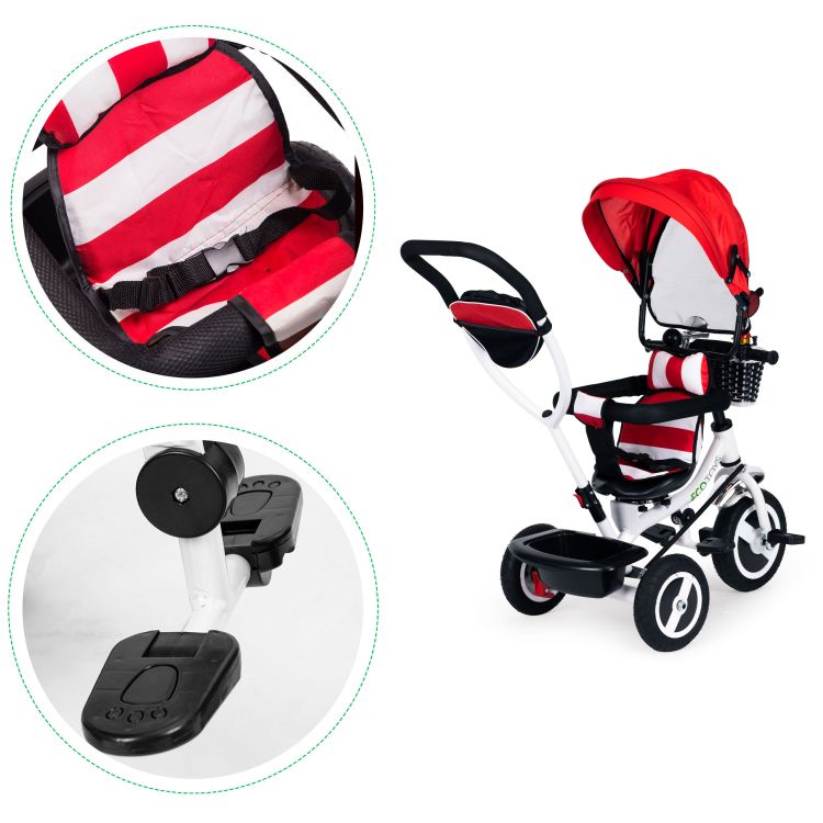 Dreirad, Kinderwagen rot ECOTOYS