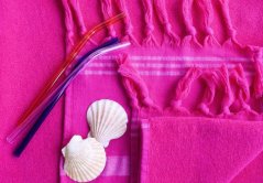 Bavlnený plážový uterák 90 x 170 cm so strapcami