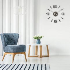 Ceas de perete modern, gri, cu lipire, 75 cm