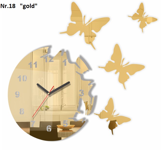 Samoljepljivi zidni sat s motivom leptira