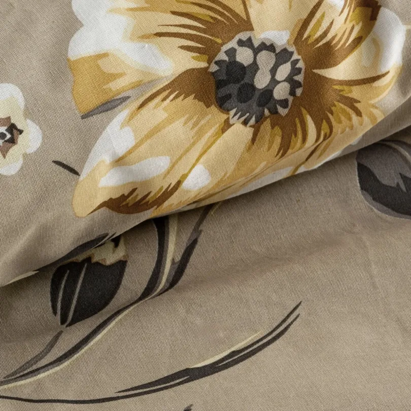 Bavlnené posteľné obliečky so vzorom poľných kvetov - béžové