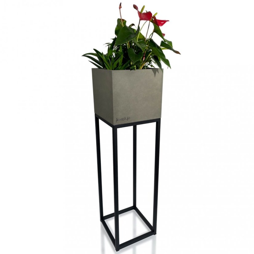 Ghiveci elegant din metal înalt gri LOFT FIORINO 22X22X80 cm