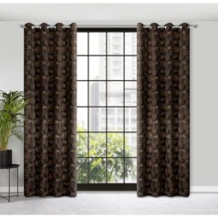 Elegantný záves so zlatým rastlinným motívom na kruhy 140 x 250 cm 