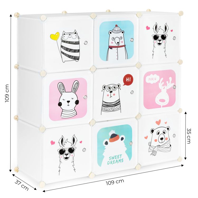 Modularer Kinderschrank mit Tiermotiv