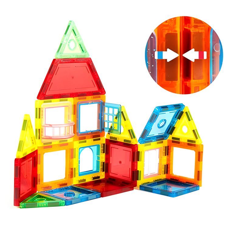 Magnetischer Baukasten für Kinder - 130-teiliges Set aus bunten magnetischen Würfeln