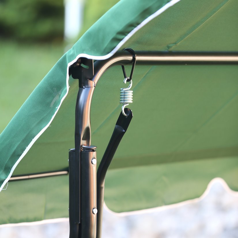 Gartenschaukel aus Stahl in dunkelgrüner Farbe