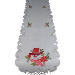 Stola gri de Crăciun cu broderie de om de zăpadă