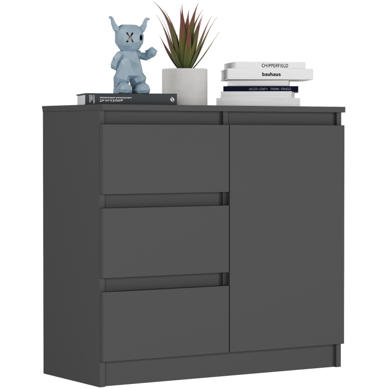 Komoda R-80-S3 se zásuvkami 80 cm - různé barevné varianty - Barva produktu: antracit mix bílá