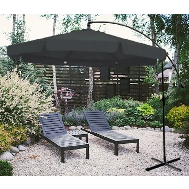 Kvalitný záhradný slnečník tmavosivej farby so stojanom