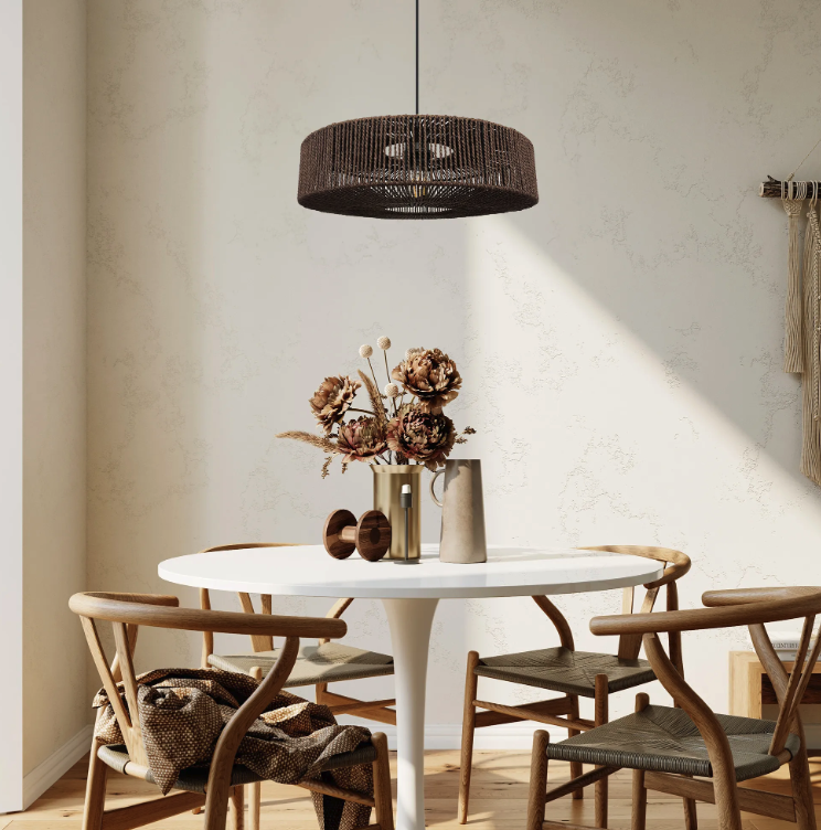 Závesné svietidlo z juty a kovu 60W