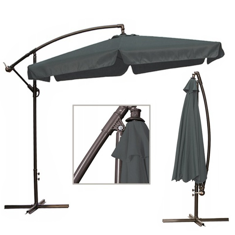 Kvalitný záhradný slnečník tmavosivej farby so stojanom