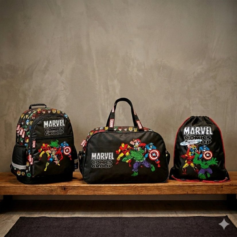 Školski set Avengers Marvel Comics – ruksak, vrećica i sportska torba