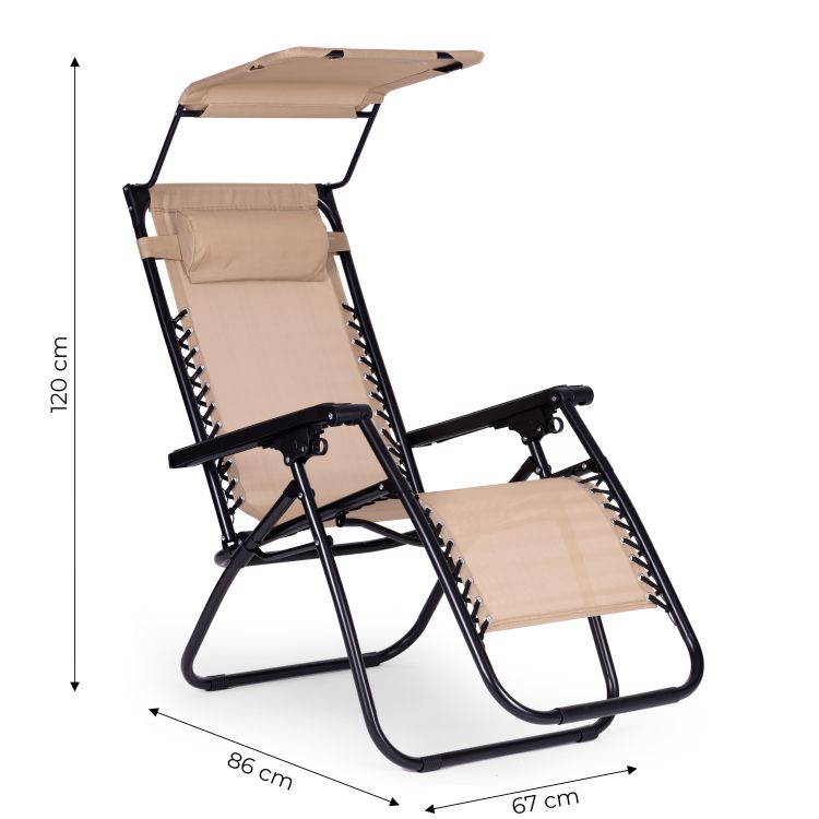 Lettino prendisole con tettuccio beige