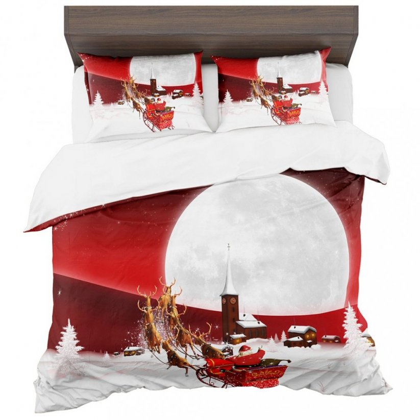 Lenjerie de pat culoarea roșie cu model de Crăciun