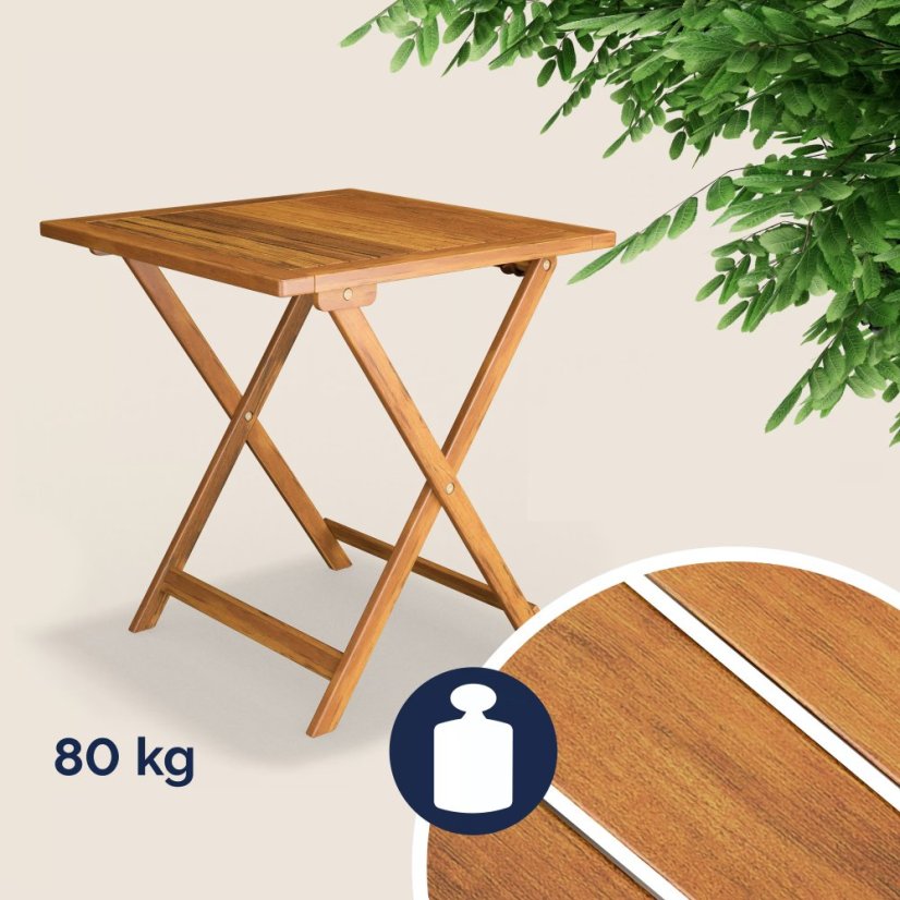 Set da giardino in legno 3 pezzi - tavolo pieghevole + sedie