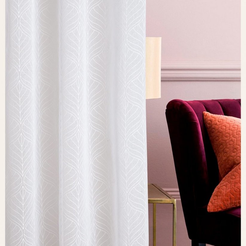 Záclona  La Rossa  bielej farby na riasiacou páskou 140 x 240 cm
