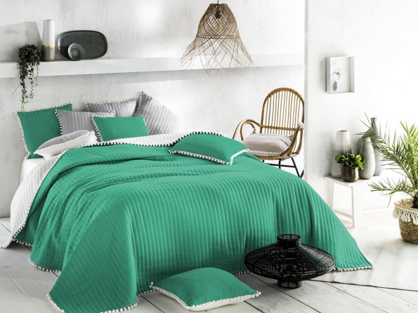 Cuvertură de pat dublă culoarea verde 170 x 210 cm