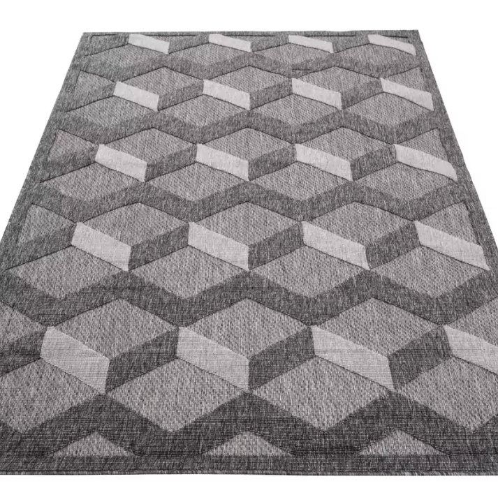 Stylový šedý koberec s 3D efektem CANSAS - Rozměr koberce: Šířka: 80 cm | Délka: 150 cm