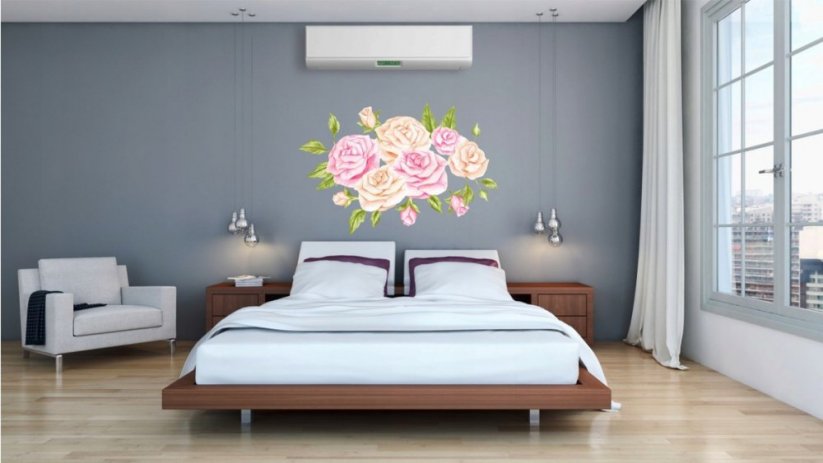 Adesivo da parete unico con rose - Misure: 60 x 120 cm
