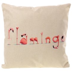 Ľanová obliečka na vankúš Flamingo