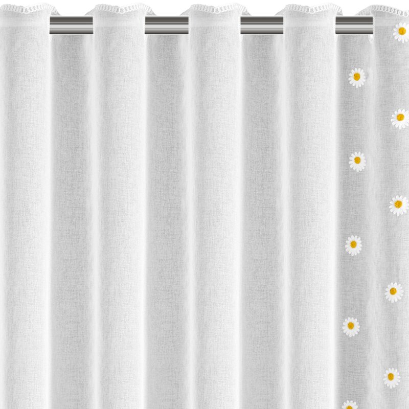 Sada záclon se sedmikráskami 2 ks 140 x 180 cm