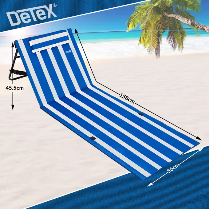 Oblazinjena zložljiva podloga za plažo z naslonom 158 × 56 cm