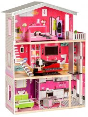 Lesena hiša za lutke z dvigalom