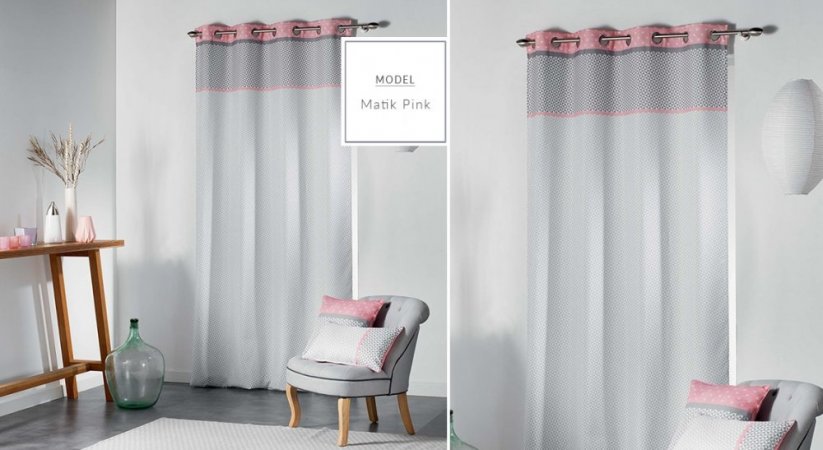 Tende rosa pronte all'uso per la camera da letto 140x260 cm