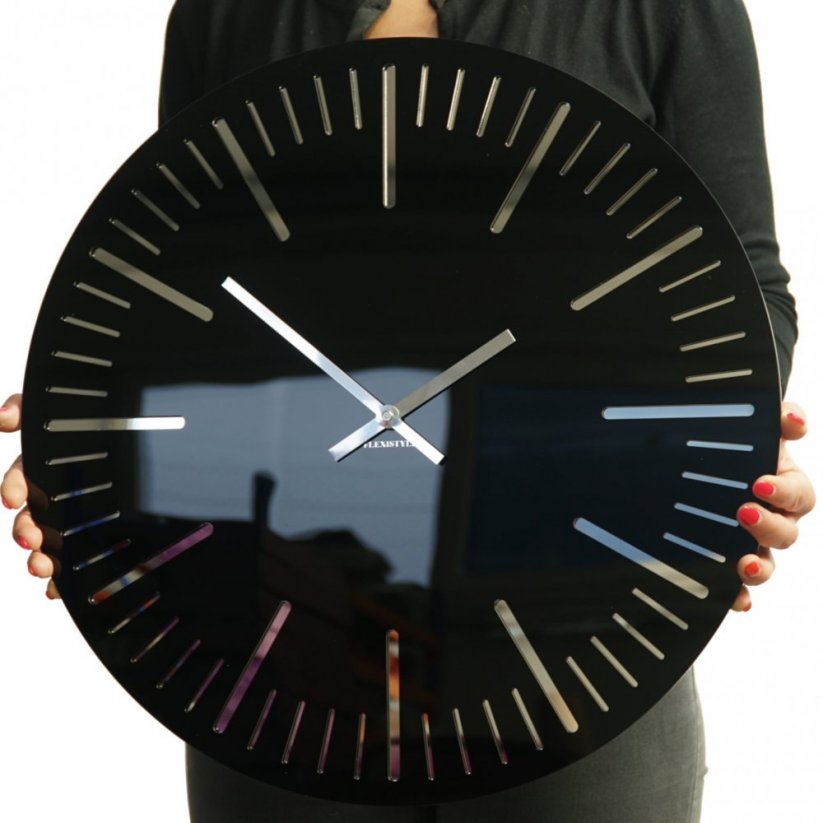 Elegantna črna ura za dnevno sobo, 50 cm