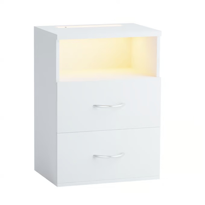 Jamie éjjeliszekrény LED világítással és USB-vel - 55 × 40 × 28 cm