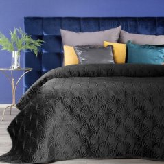 Cuvertură de pat luxoasă din catifea neagră pentru un pat dublu