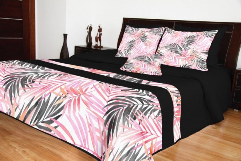 Prikrývka na posteľ prešívaná s ružovými listami