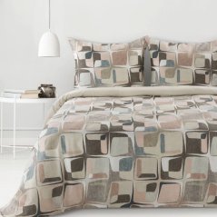 Cearșafuri din bumbac satinat - bej cu model geometric
