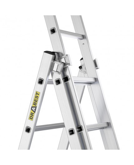 Večnamenska aluminijasta lestev, 3 x 10 stopnic in nosilnost 150 kg