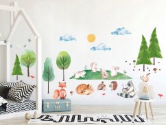 Rozkošná detská nálepka na stenu kúzelný les zvieratok XXL