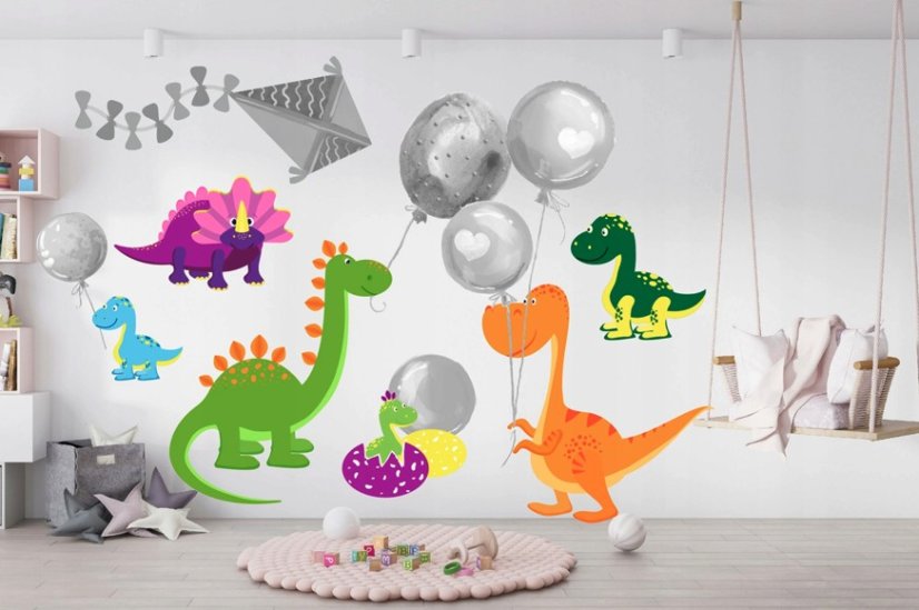 Samolepka na stenu dinosaury v horách