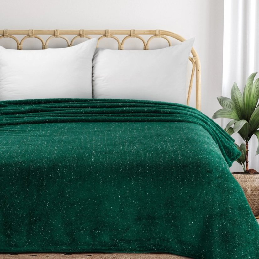 Luxusní flanelová deka s elegantní stříbrnou nití - zelená