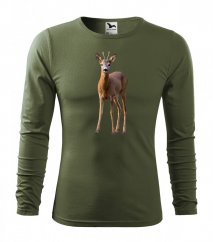 Tricou de vânătoare cu mâneci lungi cu motiv de căprioară