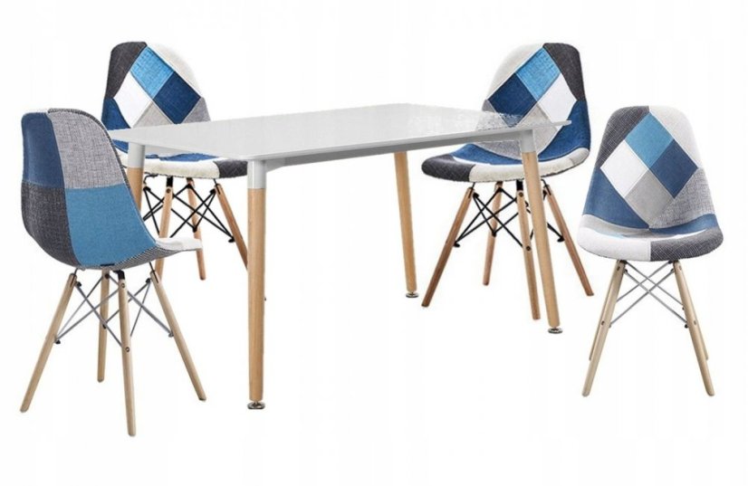 Pohodlná interiérová židle ve stylu patchwork do obývacího pokoje