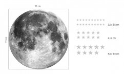 Декоративен стикер за стена Луна със звезди 71 см