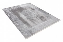 Tappeto moderno di colore grigio con motivo orientale di colore bianco