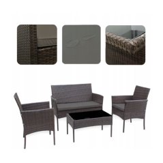 Elegante set di divani da giardino in rattan con tavolo in marrone