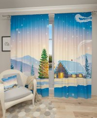 Beschattungsvorhang mit Winterlandschaft