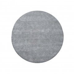 Sivý okrúhly koberec s dlhým vlasom