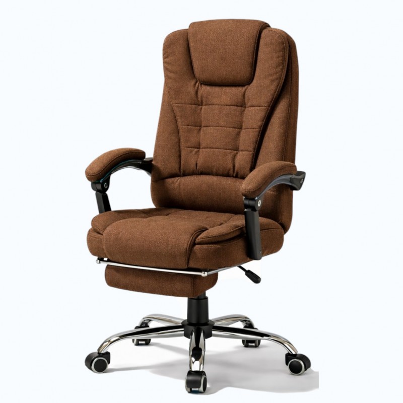 Kancelářská židle BOSS s podnožkou - hnědá látka