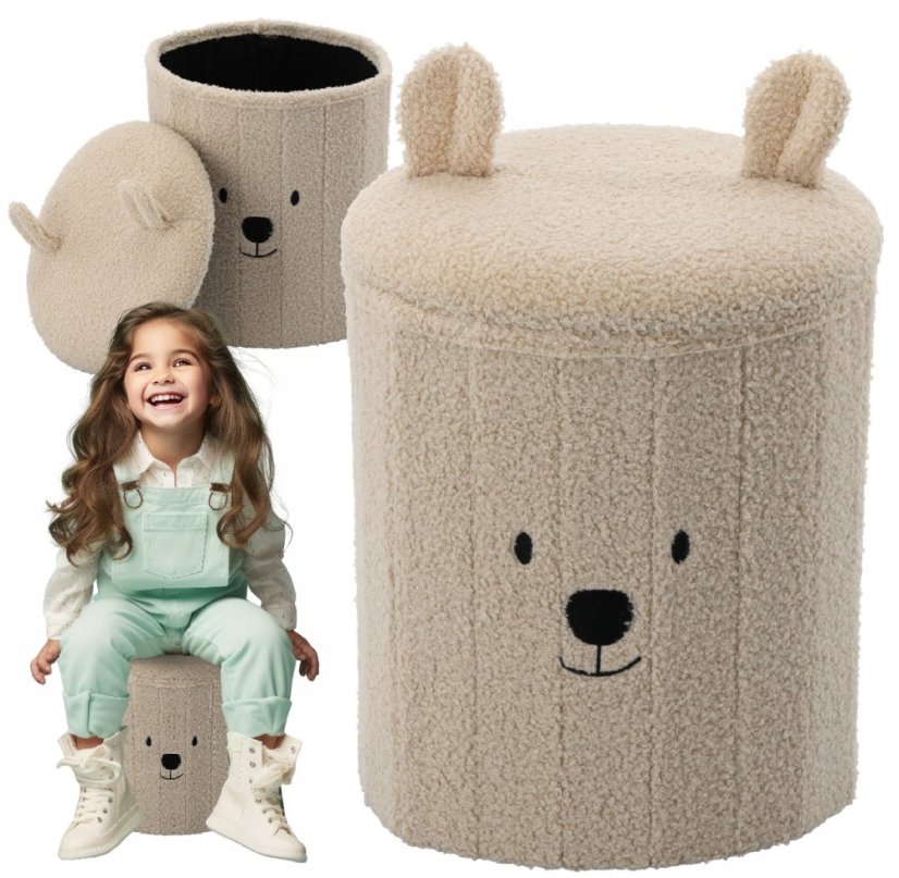 Aranyos gyermek összecsukható puff tárolóhellyel
