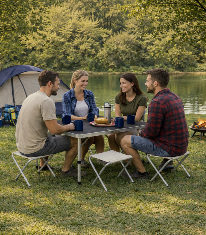 Masă de camping pliabilă cu scaune - set pentru drumeții pentru 4 persoane